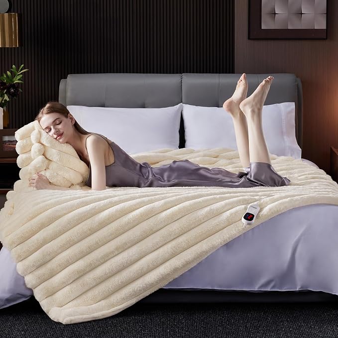 Heated Throw Blanket, Faux Fur Cozy Heating Blanket - Image 5
