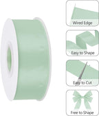 Sage Green 1.5 Inch 25 Yards Satin Wired Ribbon - Image 3
