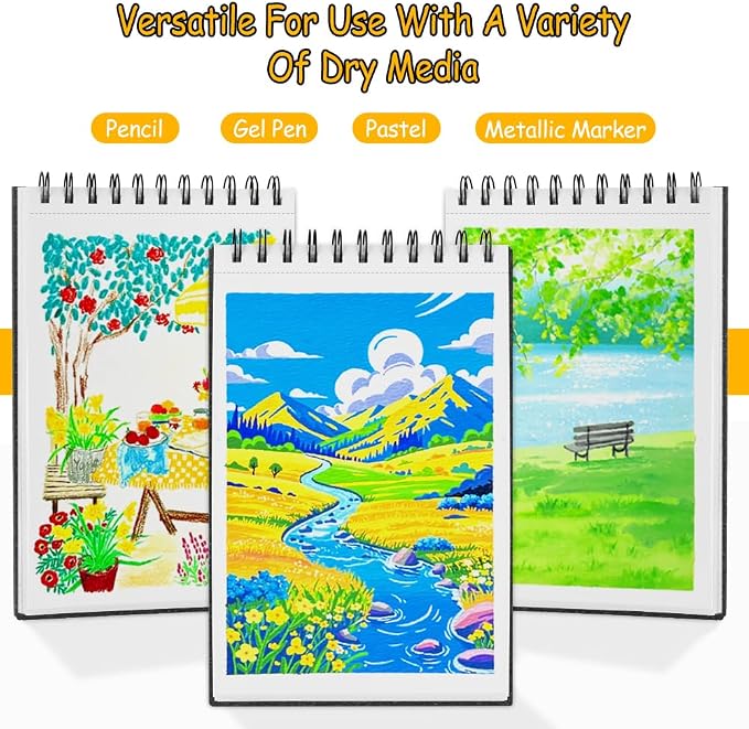 8.3x5.8 Sketch Book, Top Spiral Bound Sketch Pad, 60sheets 92lb/150gsm Bright - Image 3