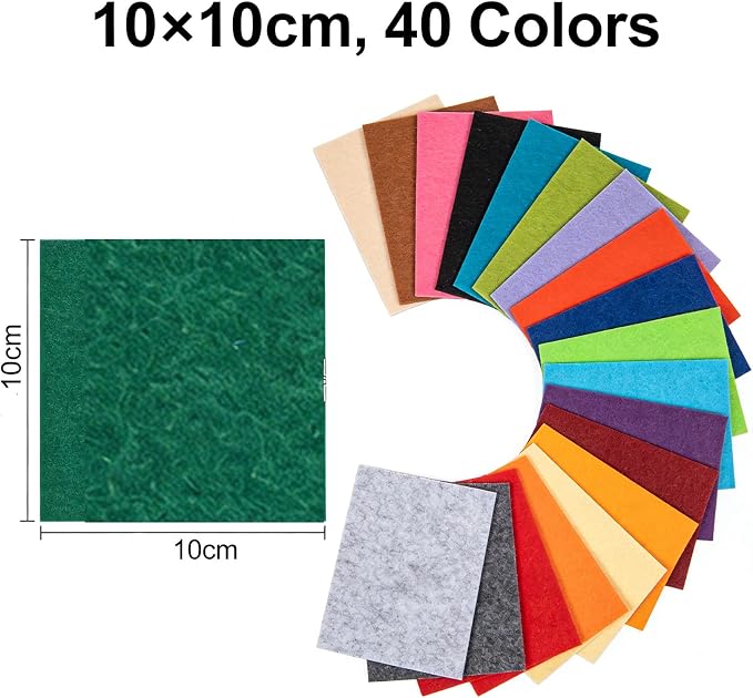 BoAn 40 Pcs Felt Sheets for Crafts 4"x 4", Soft Felt Fabric Squares in Rich - Image 2