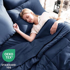 CozyLux King Size Comforter Set Navy Blue, 7 Pieces Bed in a Bag, All Season - Image 3