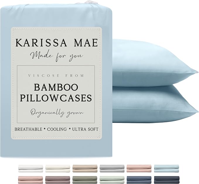 Karissa Mae Cooling Bamboo Viscose Queen Size Pillowcase Set | 100% FSC by KARISSAMAE