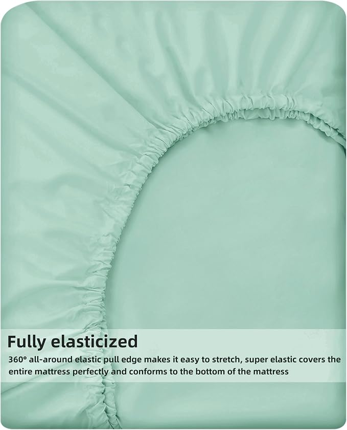 HBHLFZ Twin Fitted Sheet Only, Soft Breathable Bottom Sheet - Image 5