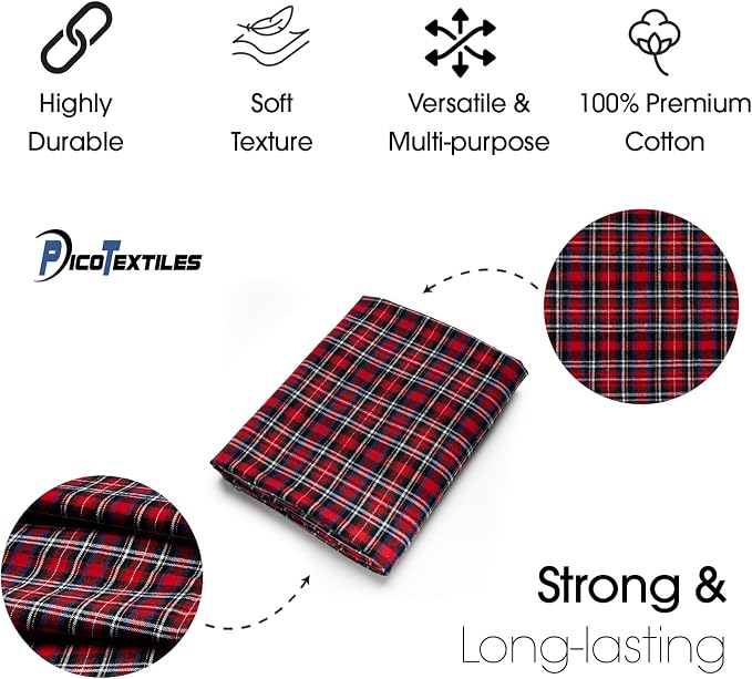 Pico Textiles 2 Yards Bolt Red and Black Tartan Plaid Flannel Fabric - Image 5