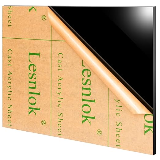 24 x 24 Black Acrylic Sheet 1/4 inch Thick 6mm Black Plexiglass Sheet, DIY by Lesnlok