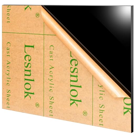 13 x 13 Black Acrylic Sheet 1/4 inch Thick 6mm Black Plexiglass Sheet, DIY by Lesnlok