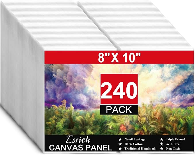 ESRICH Canvas Boards for Painting 8x10, 240 Pack Canvases for Painting Cotton by ESRICH