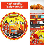 100 Pcs Firetruck Birthday Party Decorations Fireman Plates and Napkins - Image 4