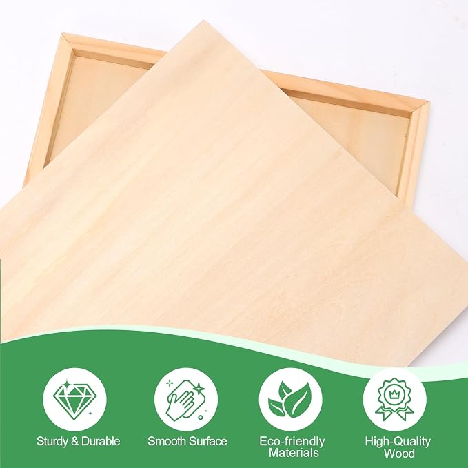 ESRICH 6x6 Inch Wood Panels, 4 Pack Square Craft Wood Canvas Boards, Blank - Image 3