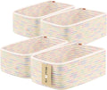 Small Storage Baskets for Organizing | Closet Organizer Bins | Shelf Toy Basket | Woven Rope Baskets | Cube Decorative Box | Shallow Basket | 11.5x7.5x4.7” | 4 Packs Rainbow