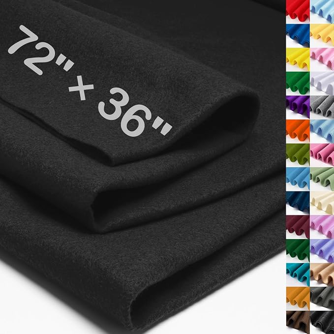 XSEINO Black Large Felt Fabric 72" X 36 ", 1.4 mm Thick Soft Felt Fabric Sheet by XSEINOiscreating%EF%BC%81