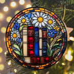 Floral Stack of Bookks Acrylic Suncatcher Stained Glass Effect Window Car - Image 6