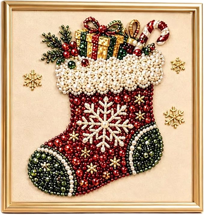 DIY Christmas Pearl Diamond Art Painting Kit, Cute Santa Elk Christmas Pearl by Unknown