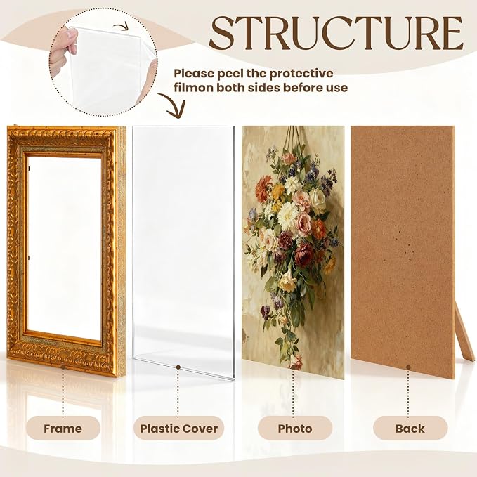 4 Pack Ornate Gold Vintage Picture Frame Sets, 5 x 7 Inch Ornate Vintage Photo - Image 3