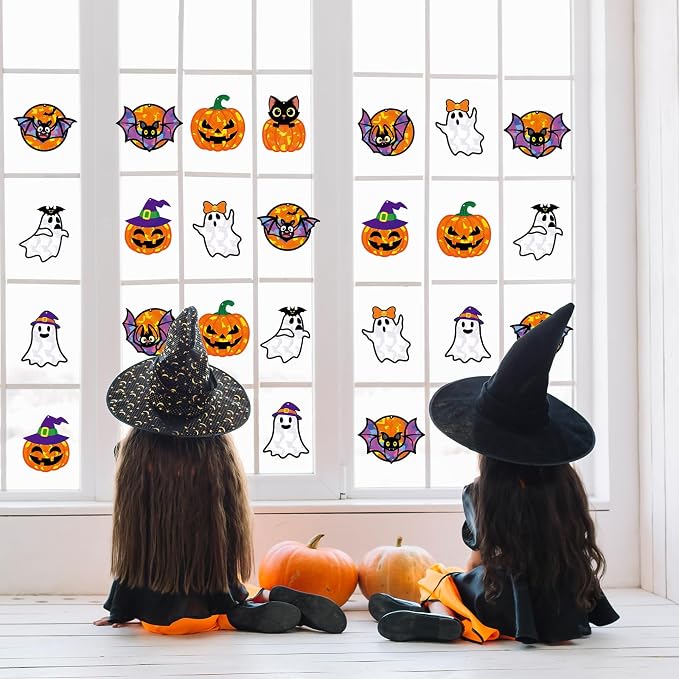 Renbuzhu 40PCS Halloweens Crafts Bulk: Ghosts Pumpkins Paper Suncatchers DIY - Image 3