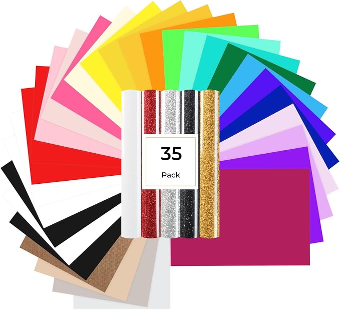 HTVRONT HTV Heat Transfer Vinyl, 35 Pack, 29 Assorted Colors | 12"x10" by HTVRONT