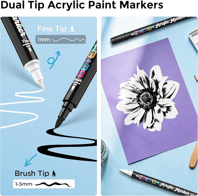 Betem Dual Tip Acrylic Paint Pens, Acrylic Markers - Image 2