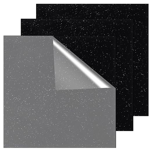 3 Pcs Glitter Black Glossy Acrylic Sheets, 7.87 x 7.87 x 0.1 Inch Laser Cutting by Frddiud
