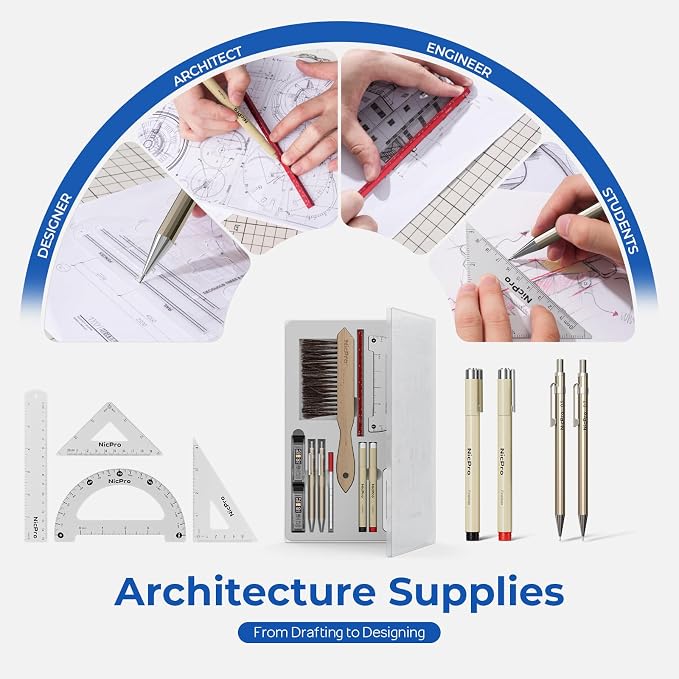 Nicpro 21PCS Professional Drafting Tools & Geometry Set - Image 7