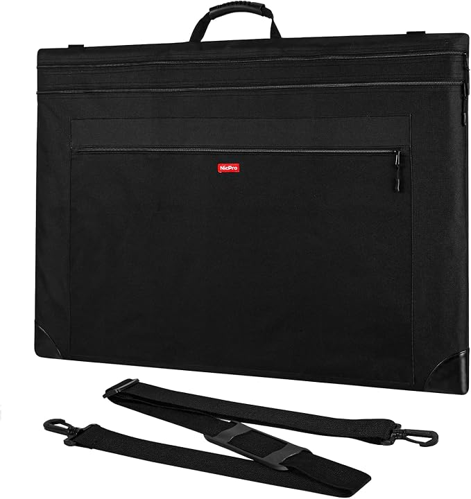 Nicpro Light Weight Art Portfolio Bag, 23x31 Black Art Canvas Portfolio Case by Nicpro