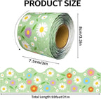 69 Feet Daisy Bulletin Board Borders Spring Floral Border Green Flowers - Image 2