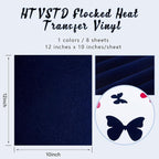 HTVSTD Blue Flock HTV Heat Transfer Vinyl 8pcs 12×10in Iron on Vinyl | Colorful - Image 2
