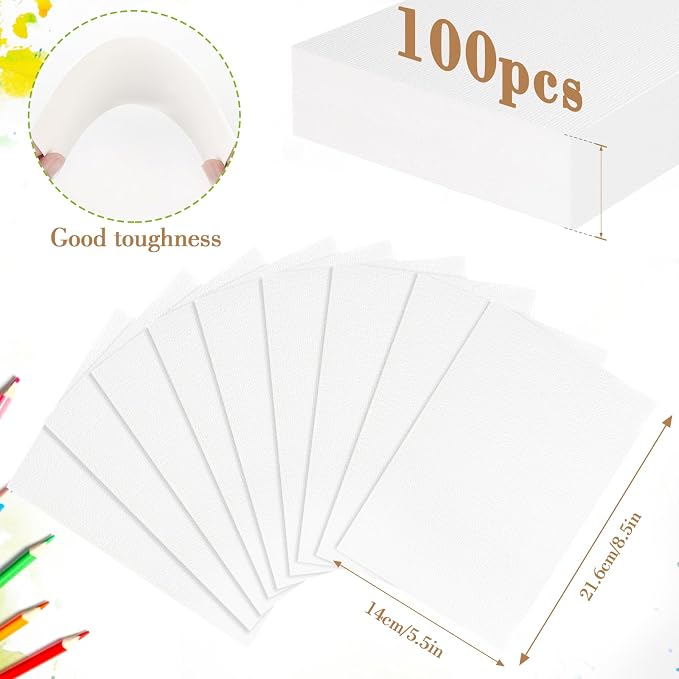 100PCS 5.5x8.5 Watercolor Paper Bulk, 140lb/300g Cold Press Thick Water Color - Image 2