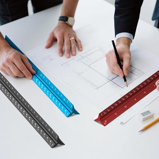 Rena Chris 2PCS Architectural Scale Ruler: 12" Imperial Aluminum Alloy Metal - Image 7