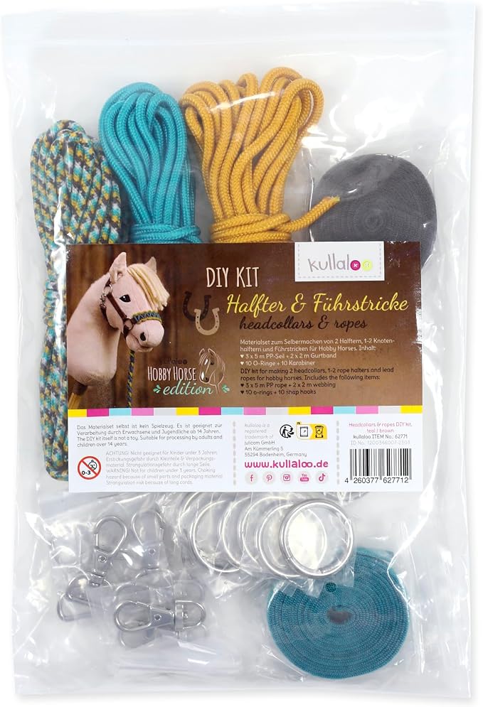kullaloo DIY Hobby Horse Halter Kit Make Stick Horse Head Collars, Rope Halters - Image 9