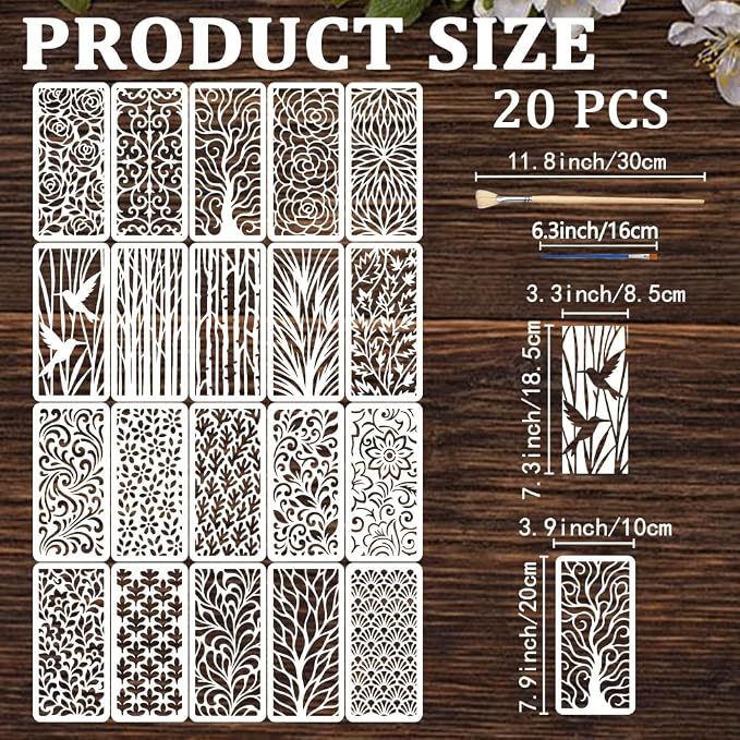 20pcs Flower Stencils for Painting Texture Stencils for Crafts Reusable Plant - Image 2