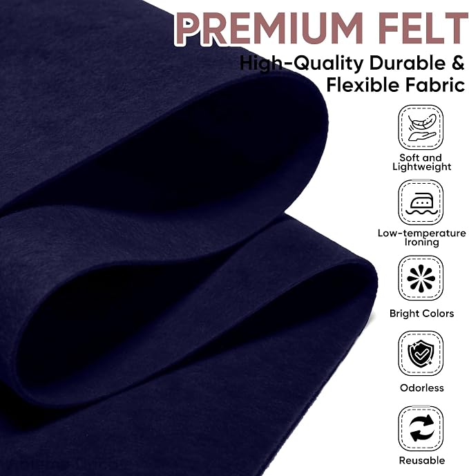 Soft Felt Fabric Sheet 18" x 36", 1.6mm Acrylic Craft Felt, Large Precut Sheet - Image 2