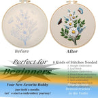 FONNUY Embroidery Kit for Beginners，Plants Flowers Pre-Stamped Pattern Kits for - Image 4