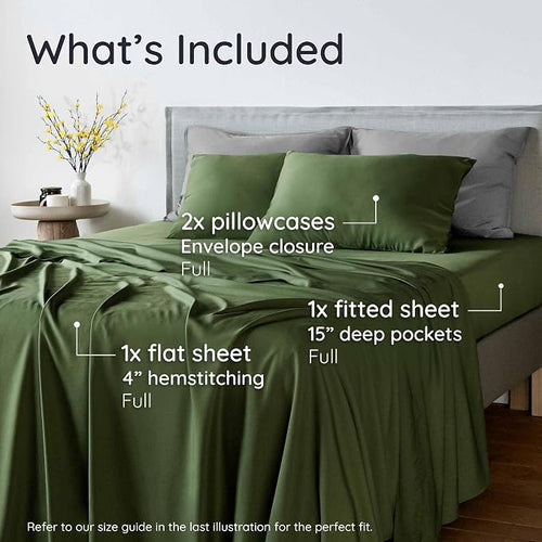 Bambaw Full Sheet Set 4pcs – 100% Viscose Derived from Bamboo Sheets Full Size - Image 2