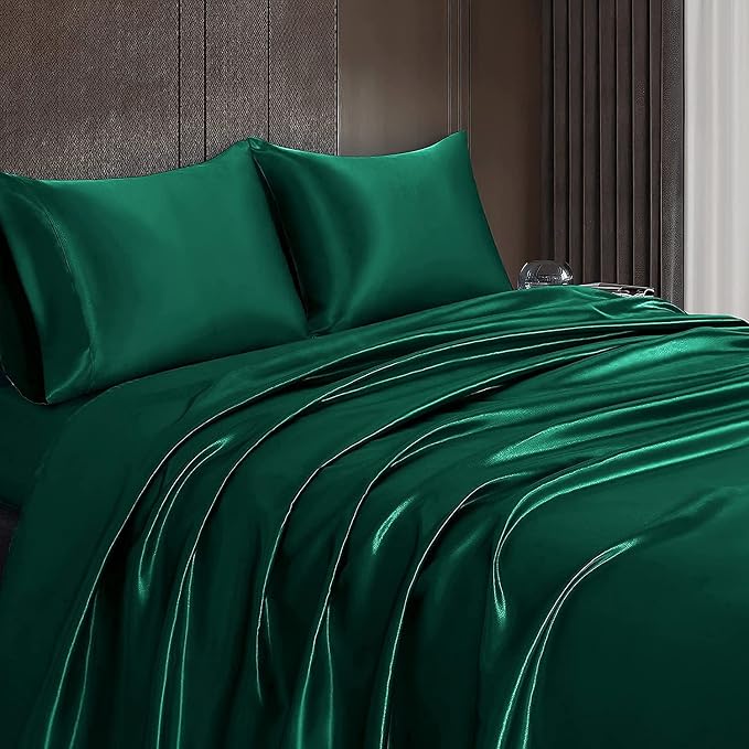 Homiest Blackish Green Satin Flat Sheet - Image 6