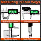 Preciva Backlight Digital Caliper, 6inch IP54 Waterproof Rechargeable - Image 6