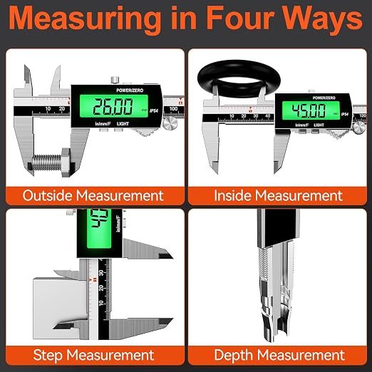 Preciva Backlight Digital Caliper, 6inch IP54 Waterproof Rechargeable - Image 6