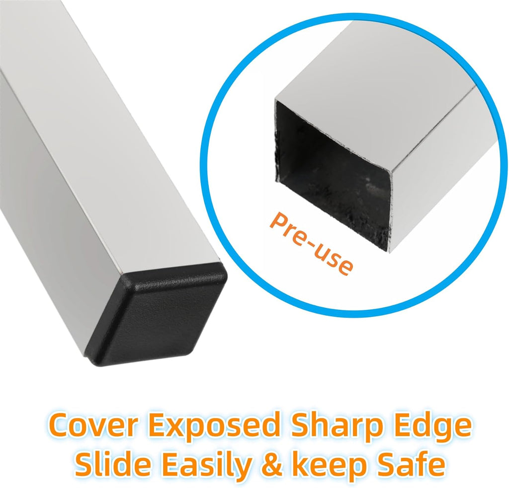 Furnigear Plastic Plugs Tubing End Cap Chair End Caps Outside Bottom Tubing Caps Square Furniture Sliders Glides Black (24, Fit 1.19-1.3" Square Tube Inner Size)