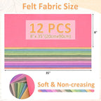 12 Rolls 8"x35" 1.4mm Thick Soft Felt Fabric Sheet 12 Assorted Morandi Series - Image 3