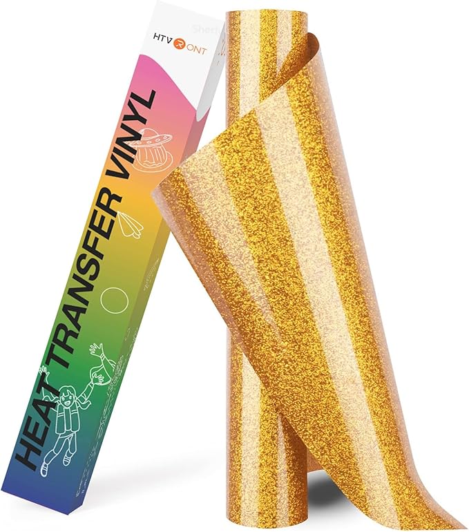 HTVRONT Gold Glitter HTV Heat Transfer Vinyl Rolls by HTVRONT