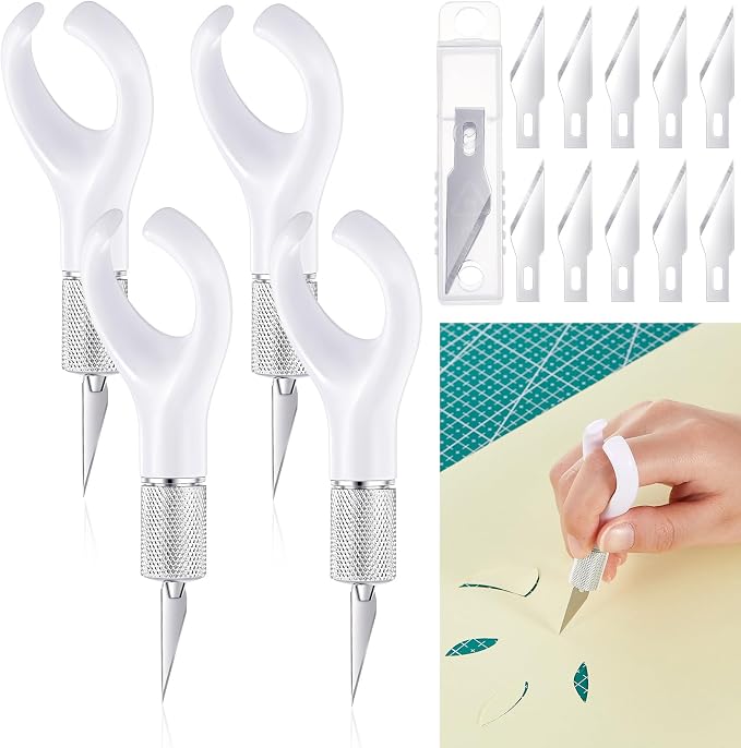 Lasnten 4 Pack Fingertip Craft Knife 4.2 Inch Finger Detail Knife by Lasnten
