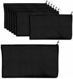 10 PCs 8.3x4.7 Black canvas Zipper Pouch, Makeup Bags Bulk Pencil Pouch by CRULEEN