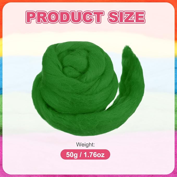 MECCANIXITY Wool Roving Yarn Soft Felting Wool 50g/1.76oz Pure Chunky Roving - Image 2