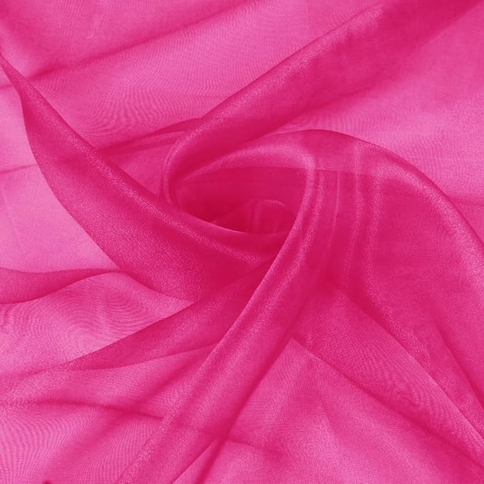 VACVELT Hot Pink Sheer Organza Fabric by The Yard 60" Wide | Semi-Transparent by VACVELT