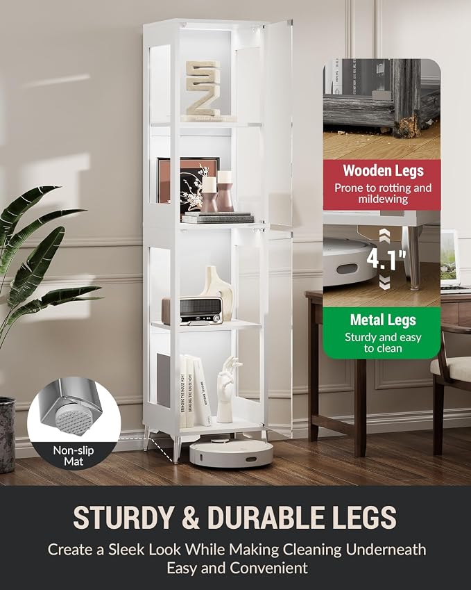 Glass Display Cabinet, 4-Tier Curio Cabinet, Adjustable Shelves, 000 Color - Image 5