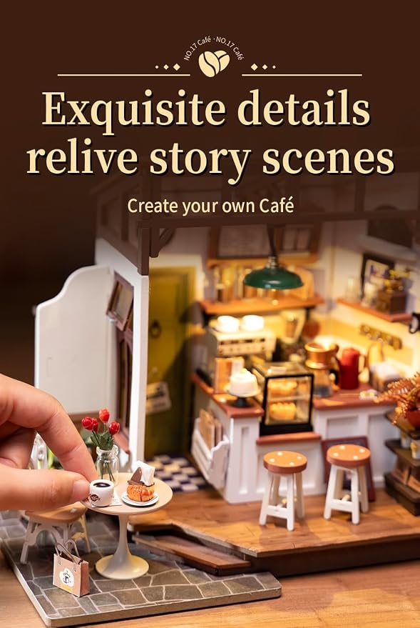 Rowood Coffee Miniature House Kit, Mother's Day DIY Miniature Dollhouse Kits - Image 3