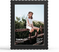 12x16 Picture Frame with Mat for 11x14, Wavy Edge Wooden Real Glass Photo Frame by THKRLOF