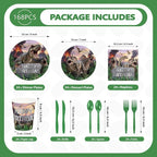 168Pcs Dinosaur Birthday Party Supplies - Image 2