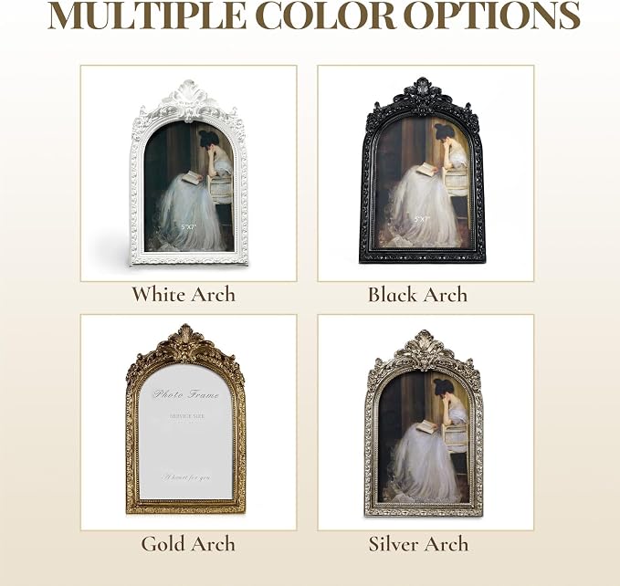 Cuspin 4x6 Vintage Picture Frame Arched Frames, Antique Photo Frame Retro Home - Image 6