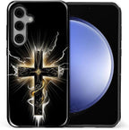 for Samsung Galaxy S23 FE Case, Cool Cross Pattern Glossy 2 in 1 Shockproof - Image 2