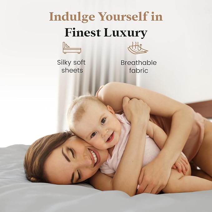 1000 Thread Count Light Gray Full Fitted Sheet 16” Deep Pocket Full Fitted - Image 4